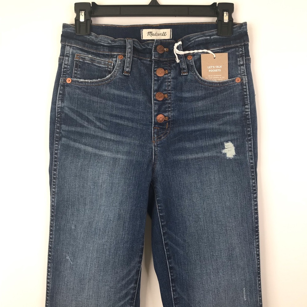 NWT Madewell 10” High Rise Button Front Distressed - Picture 3 of 7